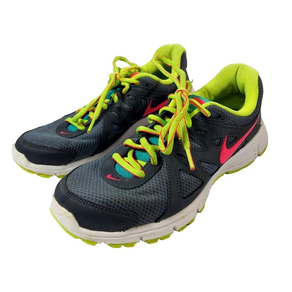Nike Revolution 2 Womens Running Shoes Size 7.5 Gray Hyper Yellow 554900-026